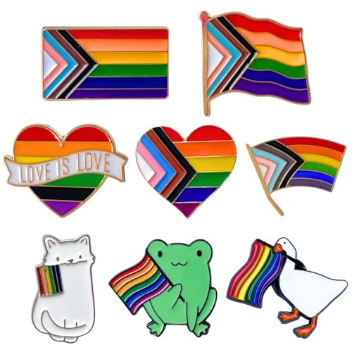 Pride Pins LGBTQ LGBT Rainbow Progress Flag Enamel Pin Button for Backpack Lanyards Jewelry Gay Bi Queer Lesbian Trans Transgender Love is Love Ally Goose Frog Flower Heart Bulk Accessories