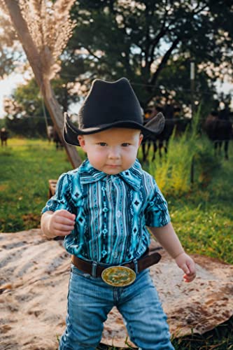 Western Baby Boy Clothes Short Sleeve Cowboy Button Down T-Shirt Tops One Piece Summer Clothes 3M-4T (Blue, 6-12 Months) #TOP3