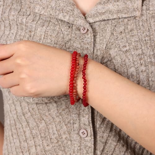 SONNYX 3PCS Crystal Bracelets for Women Men 4mm Semi-Precious Gemstone Beaded Bracelets Round Gemstones Elastic Stretch Bracelet Yoga Bracelets Unisex Jewelry2