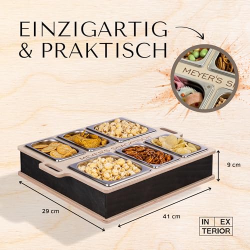 INEXTERIOR KnabberBar - PERSONALISIERBAR - handgefertigt in Deutschland – 6 Snackschalen für Chips und Snacks – Servierplatte für Partys – Bild 5