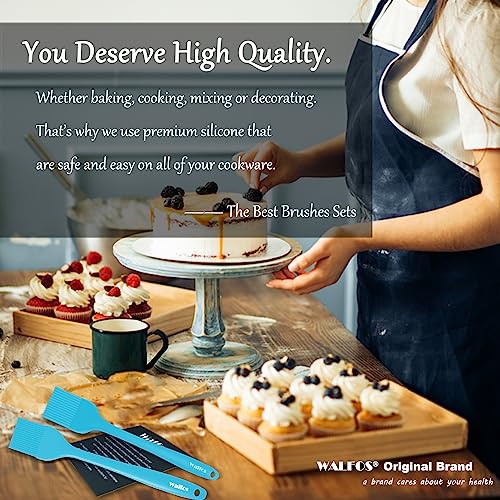Image of Walfos Silicone Basting Pastry Brush, Heat Resistant Pastry Brush Set, Strong Steel Core and One-Pieces Design, Perfect for BBQ Grill Baking Kitchen Cooking, BPA Free and Dishwasher Safe, 2 Pcs (Blue)