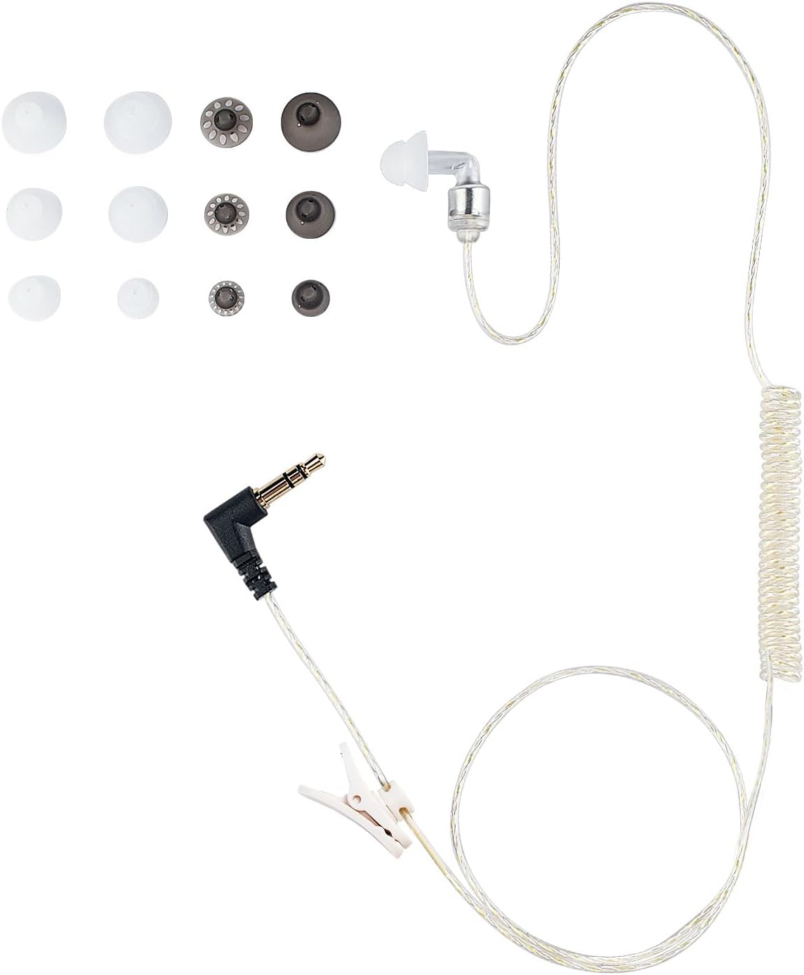 Tubeless Covert 1 Pin 3.5mm Listen Only Earpiece| 31-45IN Adjustable | FBI-Certified | Motorola/Kenwood Compatible | Clear Stealth