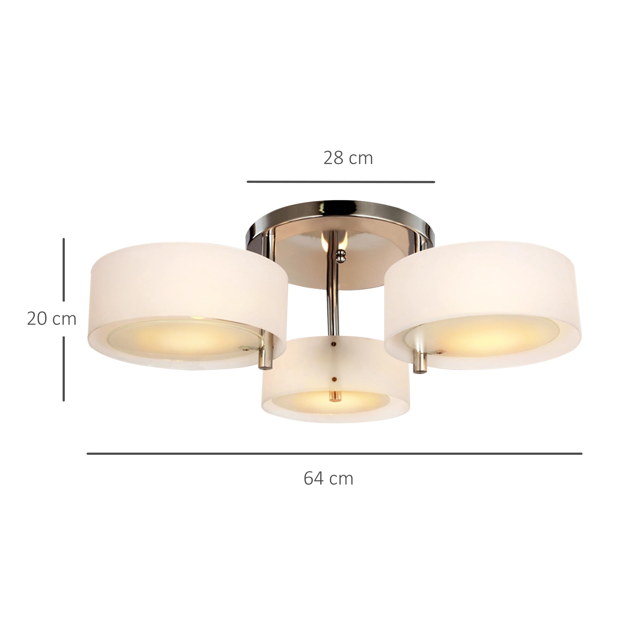 HOMCOM Lámpara de Techo Moderna Lámpara Colgante E27 Pantalla Blanco | Gota, Iluminación de Techo, Pantalla de Acrílico, para Salón Dormitorio Comedor Cocina