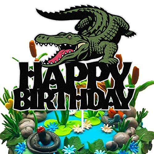 Crocodile Happy Birthday Cake topper Crocodile Theme Cake Decor A...