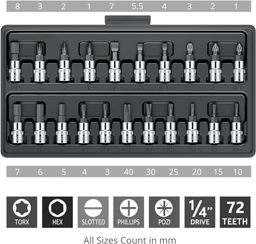 Image of 46 In 1 Pcs Tool Kit & Screwdriver and Socket,Hand Tool Kit Wrench Set Multi Purpose Combination Tool Case Precision Socket, All Bike, Car Kit Black