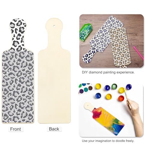Image of 4 Pcs Diamond Art Painting Tray Board for Adults, DIY Crystal Rhinestones Diamond Art Board for Dining Table, Dessert Display Indoor Kitchen Dining Table Decoration New Year Gift (Leopard Print)