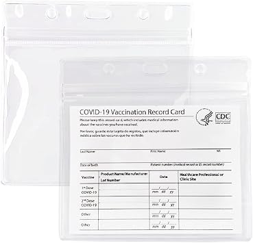 4" x 3" Clear Plastic Vaccination Card Holder, Transparent Resealable Plastic Sleeve for CDC Cards, IDs, Slips, and Badges 10 Pieces, Clear