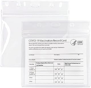 4" x 3" Clear Plastic Vaccination Card Holder, Transparent Resealable Plastic Sleeve for CDC Cards, IDs, Slips, and Badges (5 Pieces)