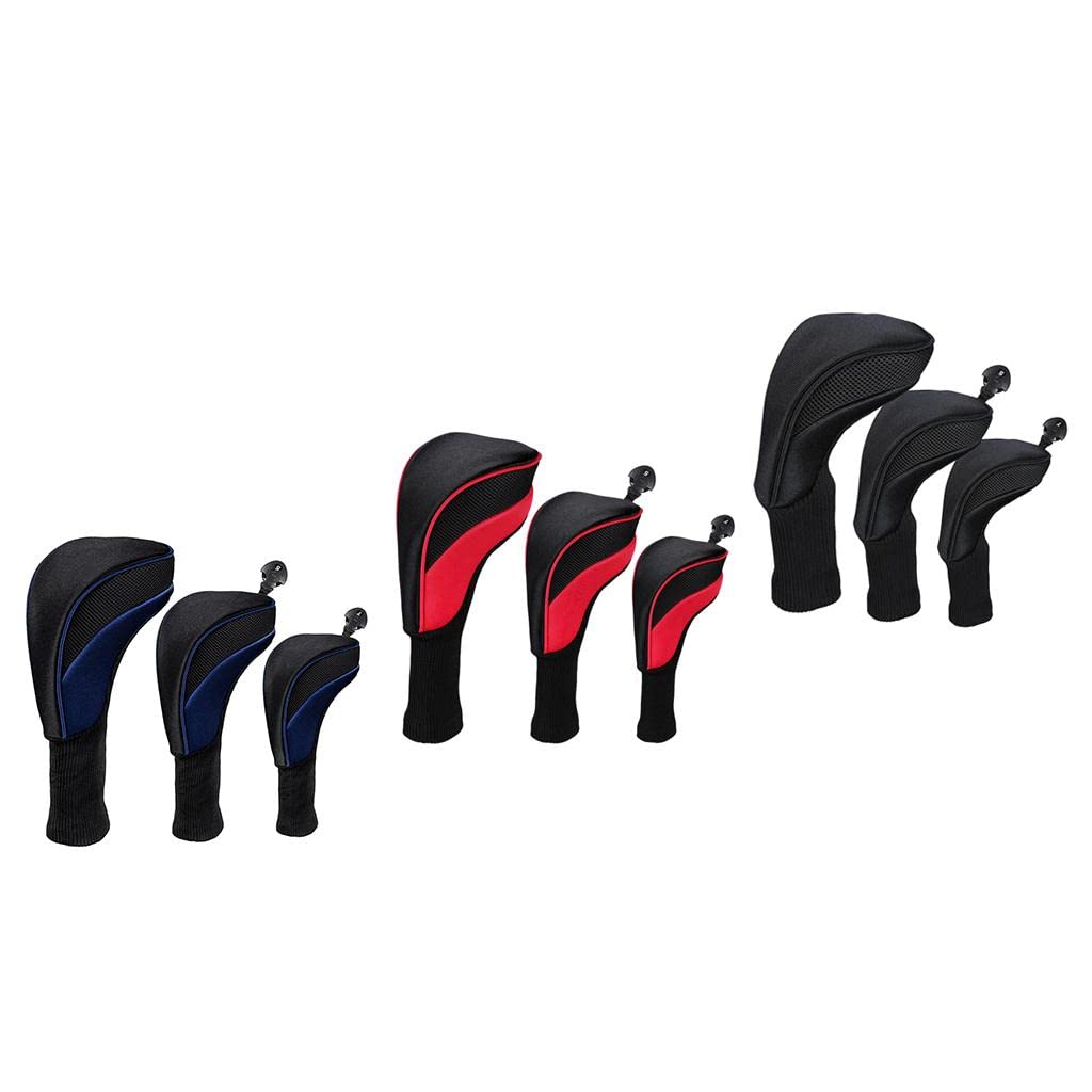Maxbell3pcs Golf Club Headcover 460cc Hybrid Driver Wood Head Cover No. 1 3 5 Red