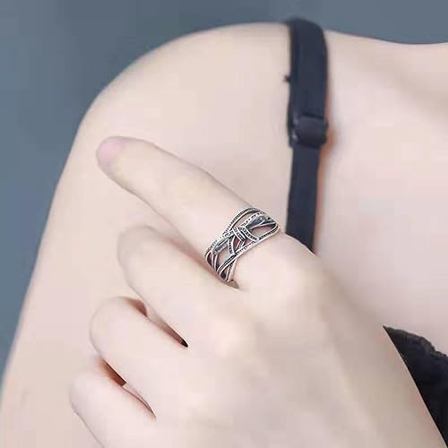 Miniatura 207 de 925 Sterling Silver Ring Minimalist Adjustable Rings Band Handmade Rings for Women Girls