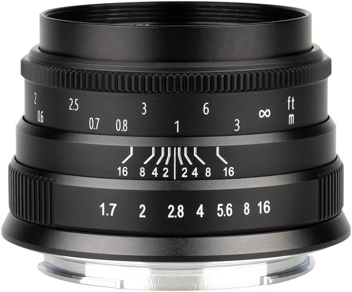 Brightin Star 35mm F1.7 Lens for Canon RF-Mount Mirrorless Cameras, APS-C Manual Focus Large Aperture Prime Humanistic Lens Fit for EOS RP, R, R5, R7, R6, R3, R10(Black)