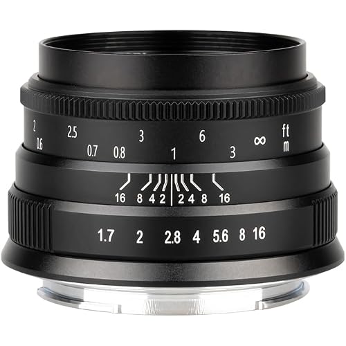 Brightin Star 35mm F1.7 Lens for Canon EF-M Mount Mirrorless Cameras, APS-C Manual Focus Large Aperture Prime Humanistic Lens Fit for M6, M50, M5, M3, M200, M10, M100, M, M2(Black)