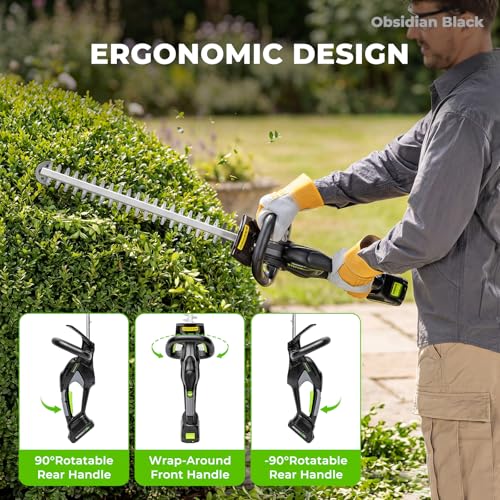 Image of NovorikX 20V Cordless Hedge Trimmer, 20 inch Dual-Action Blade, 2700 SPM, Lightweight 4.4 lbs Design, Rotating Handle, 2x2.0Ah Batteries, Electric Bush Trimmer for Yard & Garden