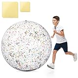 60 Inch Giant Beach Ball Large Inflatable Ball Glitter Beach Ball Jumbo Swimming Pool Ball Clear Confetti Balls with 8 TPU Repair Tape for Kids and Adults Summer Beach Pool Party Favor, 5 Feet