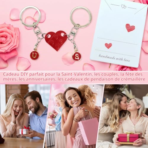 Porte-clés en Forme de Cœur, Idee Cadeau Couple Porte Clef Coeur – vue 7