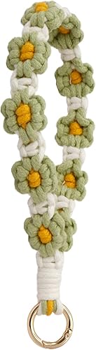 XGALBLA Llavero de macramé duradero para mujer, estilo bohemio, hecho a mano, llavero con flores y flores, hecho a mano