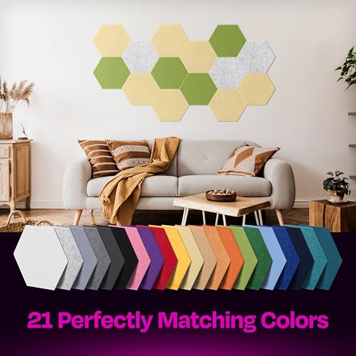 Image of Acoustic Panels 12-Pack Soundproof Wall Panels 12 inchX10.4 inchX0.4 inch Sound Panels High Density Sound Dampening Panels - [Cancun Sand Hexagon]