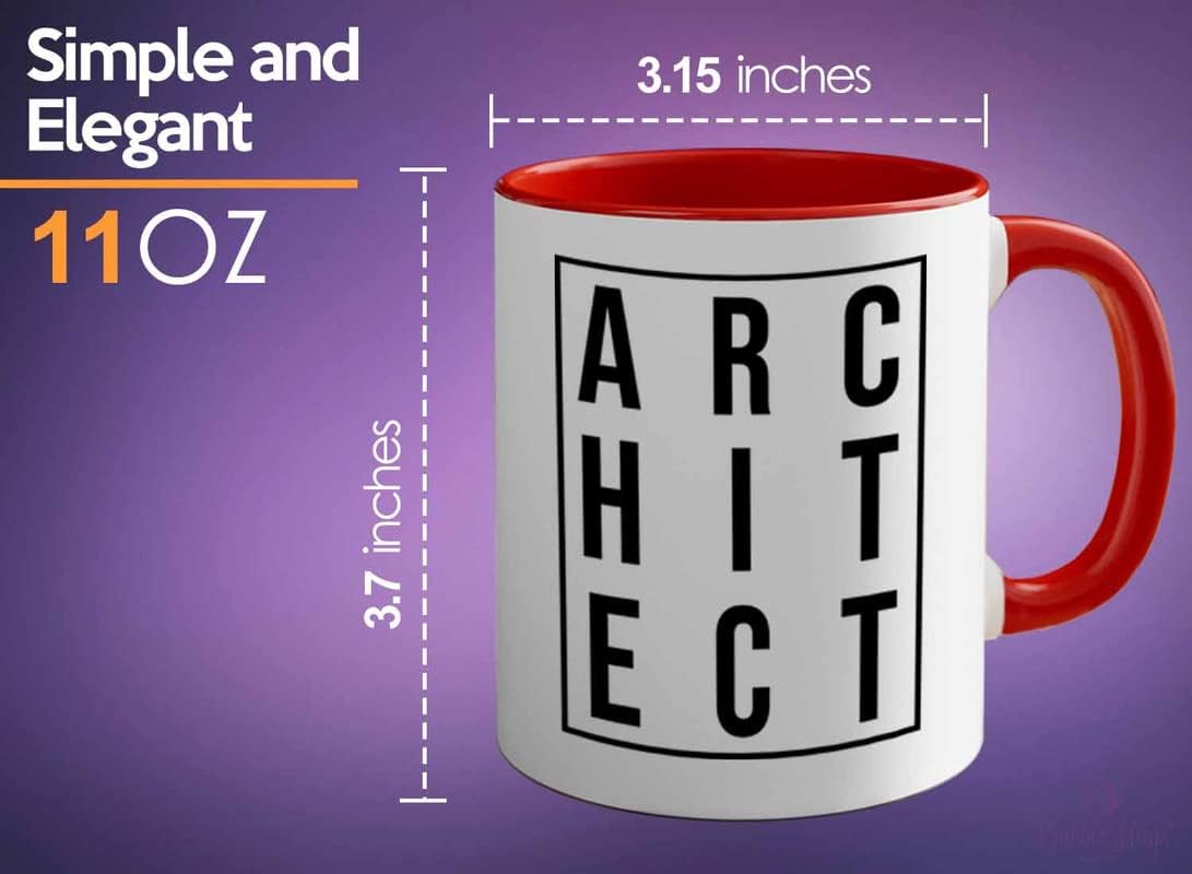 Architect Two Tone Red Edition 11oz - A R C H I T E C T - Interior Designer Architectur Contractor Drafter Civil Engineering Student Teacher Home Living Family