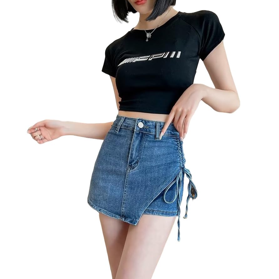 Short d'été en jean de haute qualité | Jupe-pantalon trapèze amincissante femme