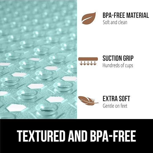 Miniatura 5 de Gorilla Grip - Alfombrilla de ducha patentada, 21 x 21 pulgadas, lavable, cuadrada, para ducha con agujeros de drenaje, ventosas.