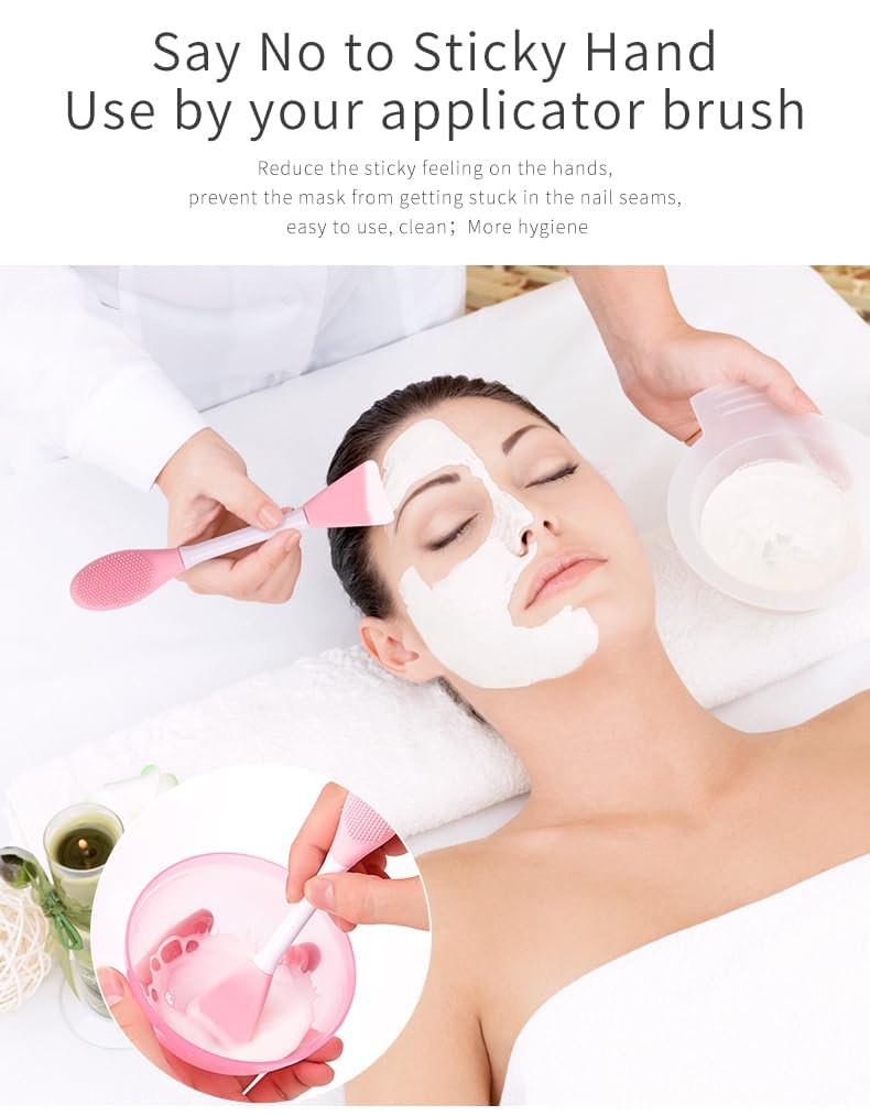 Giffy® Double Head Silicone Face Mask Brush, Facial Mask Applicator, Makeup Removal Scrubber, Lips Face Cleansing Exfoliating Brush And Body Butter Applicator (6.5 Inch, 2) 2