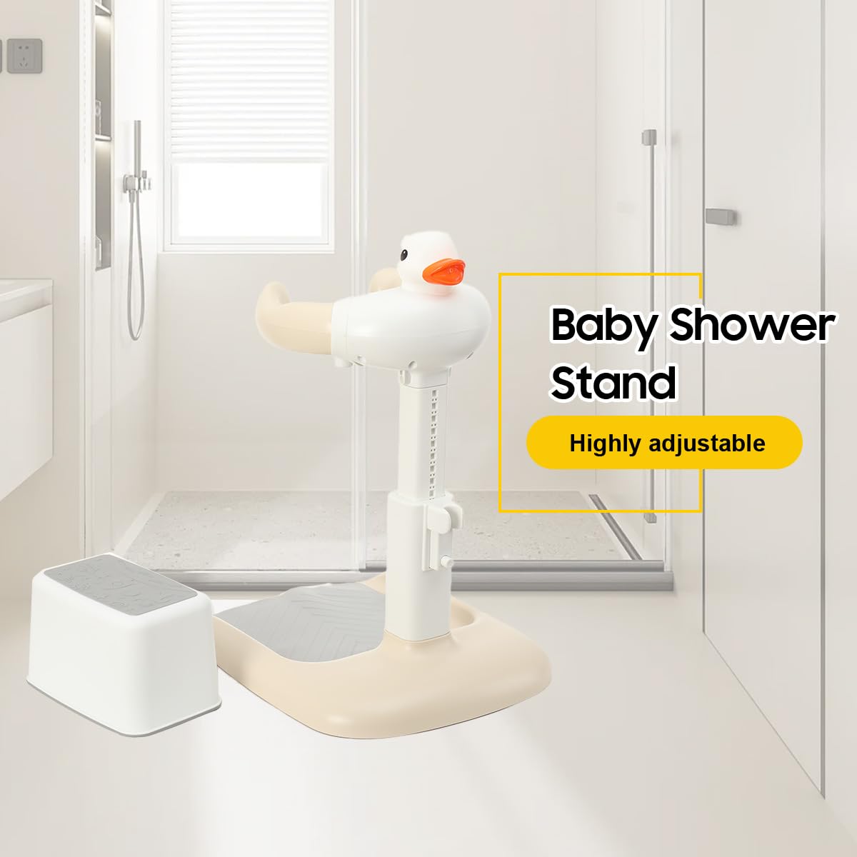 Supporto per Vasca Da Bagno per Bambini, Torre da Bagno Regolabile, Sedia da Bagnetto Regolabile in Altezza per Bambini da 6 Mesi a 4 Anni, per Cambiare Vestiti, Supporto Doccia