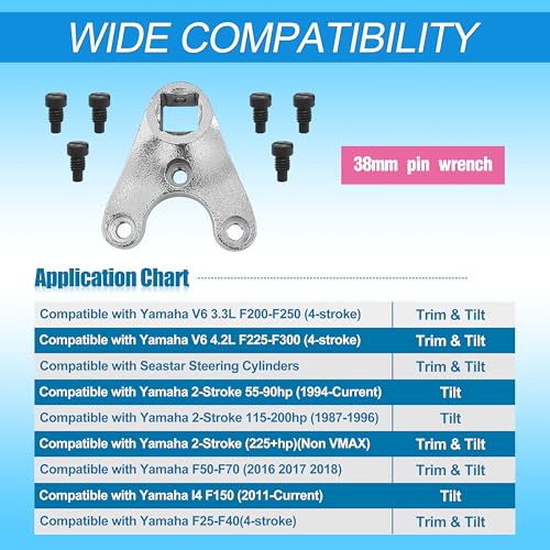 Image of Outboard Trim /Tilt Pin Wrench MT0004-38mm x 4mm with S-4mm Pins, Compatible with Seastar /4 Stroke Yamaha V6 & Non-VMAX 2 Strokes，Remove Hydraulic Cylinders Trim /Tilt Caps