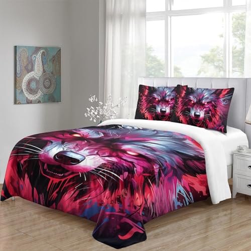 Housse de couette loup 3D microfibre douce avec fermeture éclair - 5