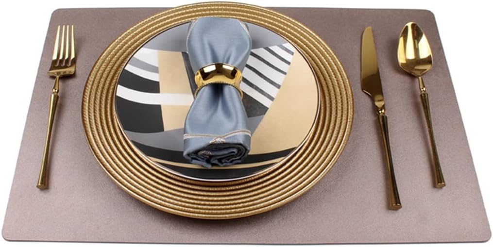 Golden Cutlery Western Plate Restaurant Dining Table Placemat Napkin Set