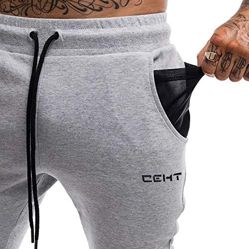 Calça de moletom masculina Wangdo com ajuste slim para treino e corrida, academia, listras laterais