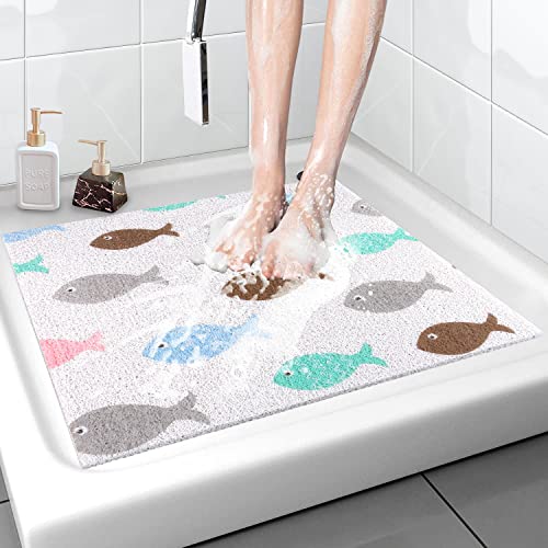 Sicherheits Duschmatte rutschfest, 60 * 60cm, Weich Komfort Badematte mit Ablauflöchern, PVC-Luffa...