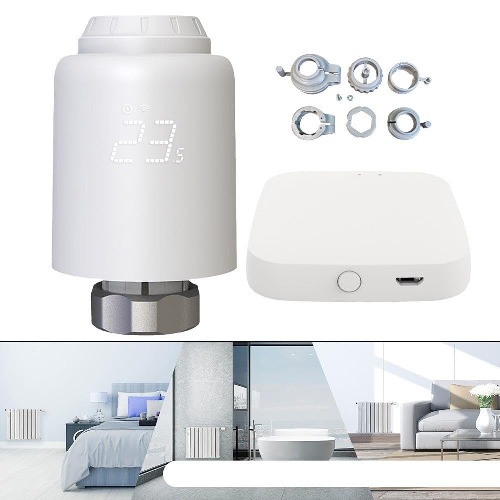 Válvula de calefacción inteligente compatible con Zigbee, termostato electrónico inteligente de radiador con concentrador inalámbrico para calefacción inteligente Tuya