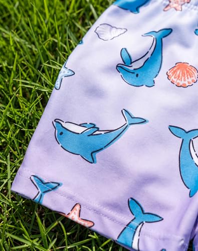 Image of AMYNICE Girls Beach Board Short with Liner Quick Dry Active Jellyfish Print | Swimming Trunks Swimsuit with Pockets Drawstring Surfing, Beach, Vacation and Holiday for Toddler Baby girl