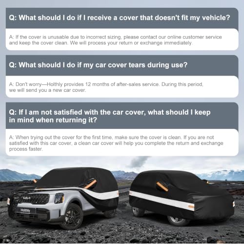 Image of 10 Layers SUV Car Cover Custom Fit for Kia Telluride (2016-2026), Waterproof All Weather for Automobiles, Outdoor Full Cover Sun Dust Rain Protection with Cotton. Black