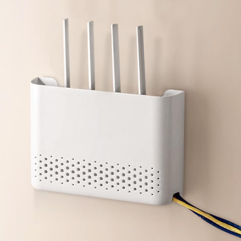 Aoreun WiFi Router Aufbewahrungsbox, Router Box Router Verstecken Wand WLAN-Router Aufbewahrungsbox WiFi-Rack Regal Wandhalterung, Wohnzimmer, TV-Wandregal, Set-Top-Box für Heimdekoration (Weiß)
