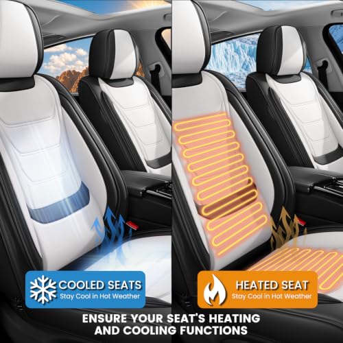Image of Car Seat Covers Custom Fit Kia Telluride 2020-2026, Waterproof Nappa Leather Car Seat Protector, Breathable Car Seat Cushion, Seat Covers for Car(2 Seats Standard /Black&White)