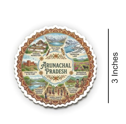 Image of Arunachal Pradesh Textured Finish Acrylic Fridge Magnet - UV Texture Printed, Stylish Multicolor Magnet for Fridge, Wardrobe & Metal Surfaces, Pack of 1 (Arunachal Pradesh)