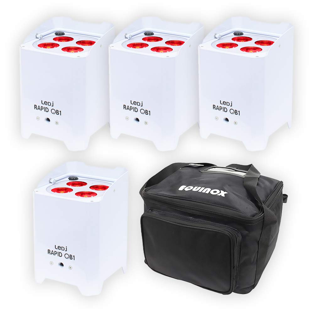 LEDJ Rapid QB1 Hex LED Uplighter - Juego de 4 bombillas LED inalámbricas para DJ o discoteca