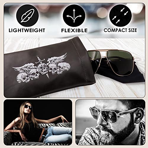 Image of Soft Sunglasses case | Large Glasses Case Holder - Eyeglass Pouch Squeeze Top | Glasses pouch Lightweight Extra Layers