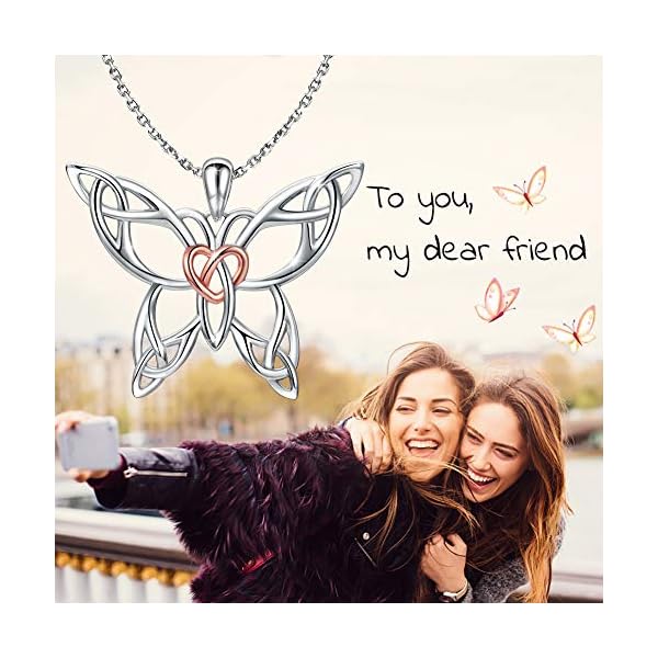 Sterling-Silver-Butterfly-Necklace-Celtic-Jewelry-Gifts-for-Women-Butterfly-Lovers MANBU Sterling Silver Butterfly Necklace - Celtic Jewelry Gifts for Women Butterfly Lovers (rosegold heart necklace)