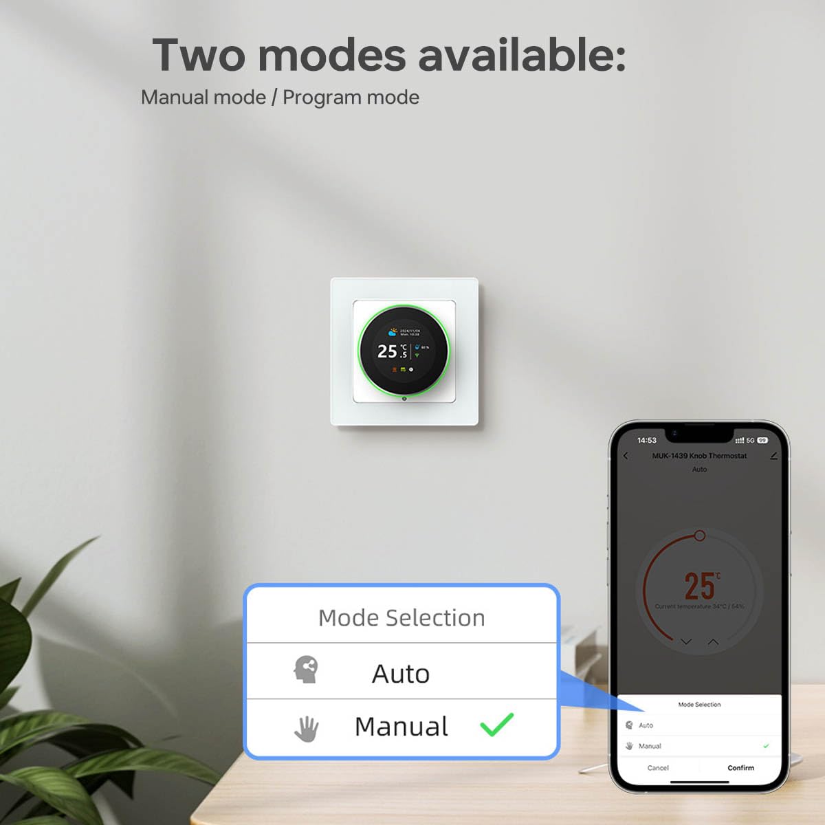 Thermostat Connecté WiFi pour Chauffage au Sol Thermostat d'ambiance WiFi 16 A à Commande par Bouton avec minuterie, économies d'énergie, Compatible avec Alexa, Google Home et SmartThing