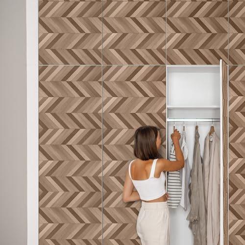 Vinilo lavable de espiga de madera mate e impermeable para armarios 3