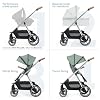 Beberoad Love RX 3-in-1 Baby Stroller, Toddler Stroller, Foldable Infant Stroller, Reversible Toddler Seat with Organizer, Rain Cover, Sunshade & Mosquito 2 in 1 Cover and Large Storage Basket (Green)