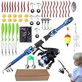 Angel-Set | Angelrute Und Rolle Set | Angelruten-Set Für er | Für Kinder Mädchen Outdoor Camping Sommeraktivitäten Familienurlaub Schulveranstaltungen See Fluss Meer Teich