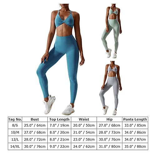 Abociw Workout Sets For Women V-Neck Twist Front Strappy Criss-Cross Back Sport Bra Tummy Conrol High Waist Leggings 2 Piece Exercise Gym Yoga Outfit Black X-Large #TOP6