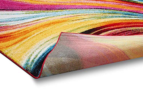 image for Well Woven Aurora Multi Red Yellow Orange Swirl Lines Modern Geometric