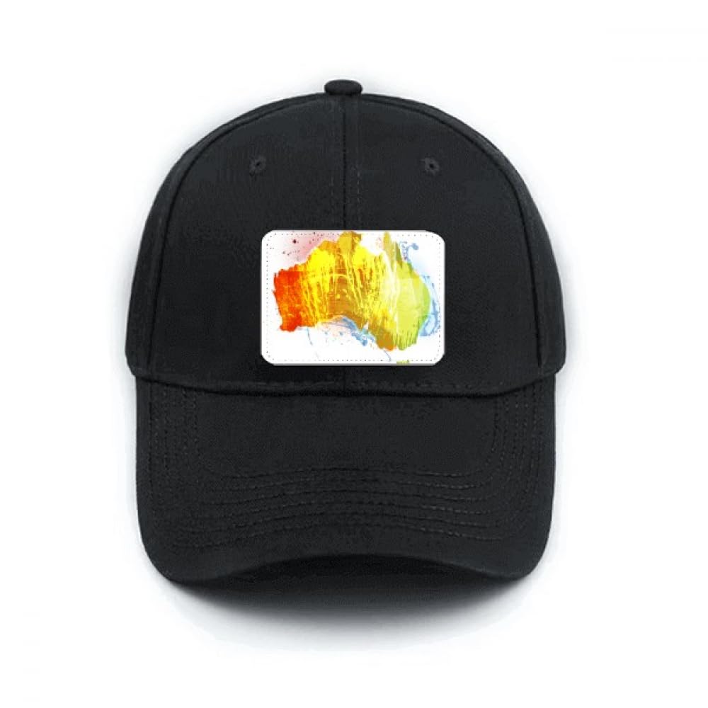 Casquette de baseball noire Australie avec carte colorée réglable
