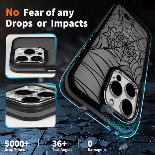 DAIZAG Magnetic Case for iPhone 14, [All-Around Shockproof Corners] [Compatible with MagSafe], Black Translucent Matte Cover,Cool Spider Web Goth by DAIZAG - Used condition - Image 4