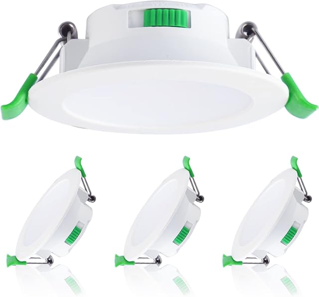 LED Downlight Dimmable 7W Recessed Ceiling Light,IP44 Waterproof Ultra Slim Spotlight 3000K Warm/4000K Neutral/5700K Cool White Adjustable for Bathroom Bedroom Living Room,4 Pack