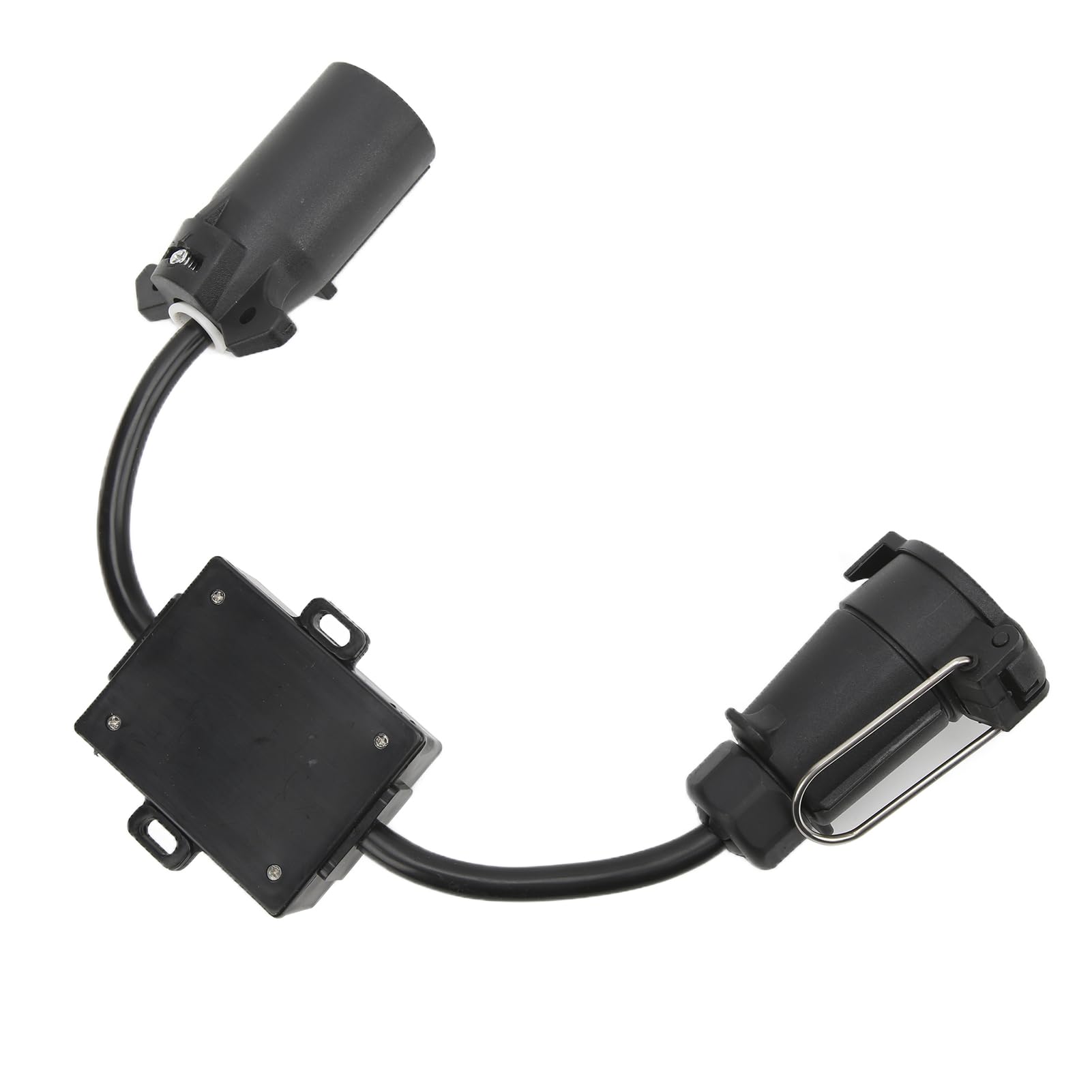 Keenso Conector de Remolque de Hoja de 7 Pines Conector de Remolque Redondo de Plástico de 7 Vías con Cable Extendido Convertidor de Señal de Cola de Parada para Caravanas, Barcos, Remolques,